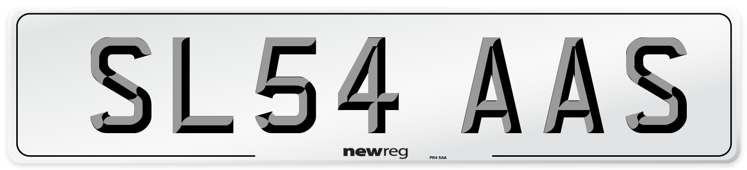 SL54 AAS Number Plate from New Reg